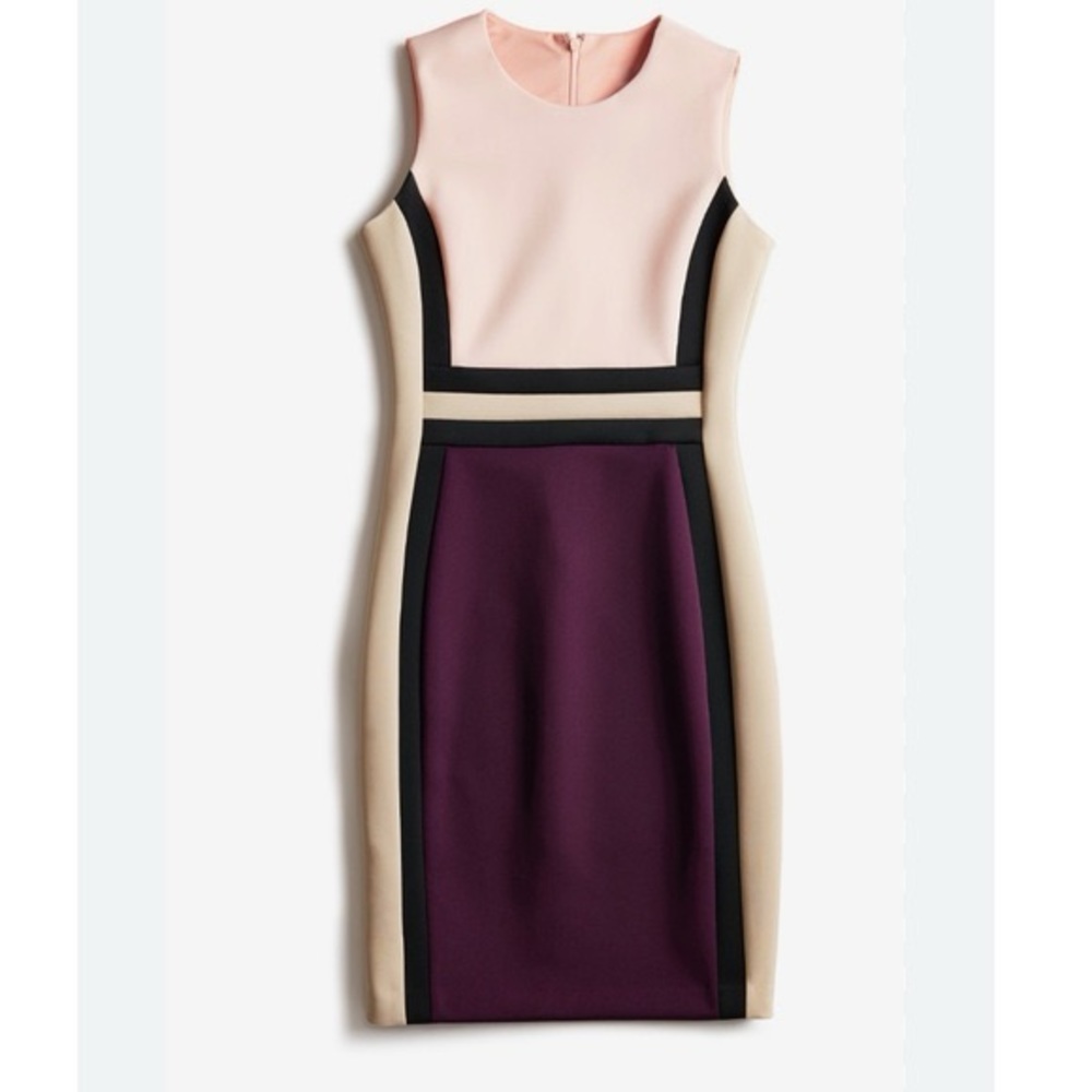 Color-Blocked Sheath Silhouette Dress - CK